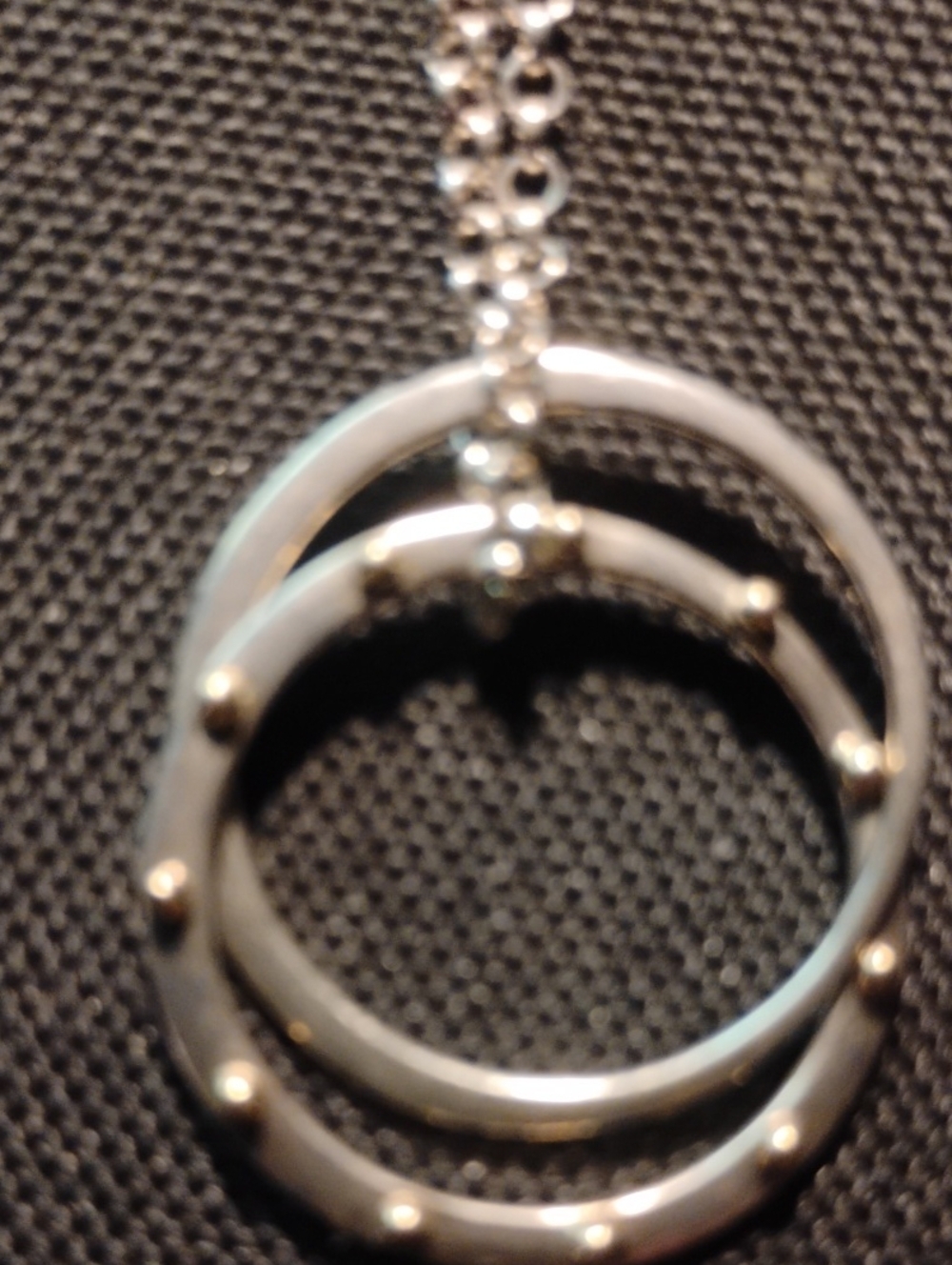 Silver Double Hoop Pendant Necklace - Women's Jewelry